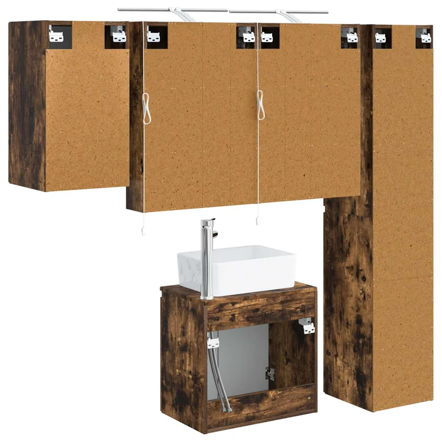 Ensemble d'armoire de salle de bain 5 pcs Chêne fumé - 9