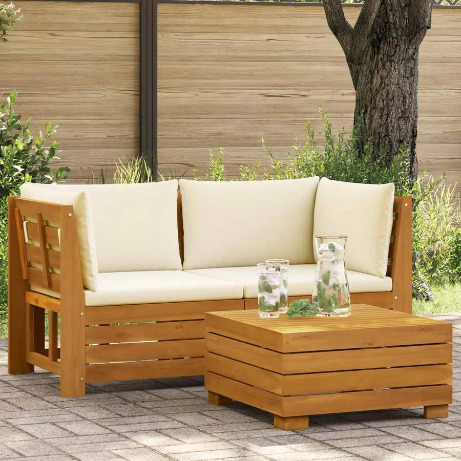 Ensemble de salon de jardin 2 Pièce Marron Bois d'Acacia Massif