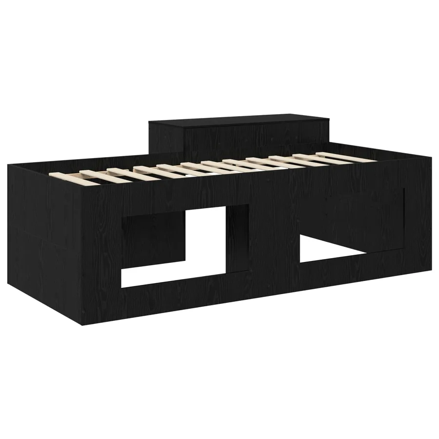 Lit haut pour enfants avec bureau Noir 80 x 200 cm - 5