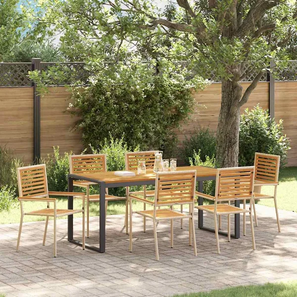Ensemble de salle à manger pour jardin 7 pcs Beige et Marron
