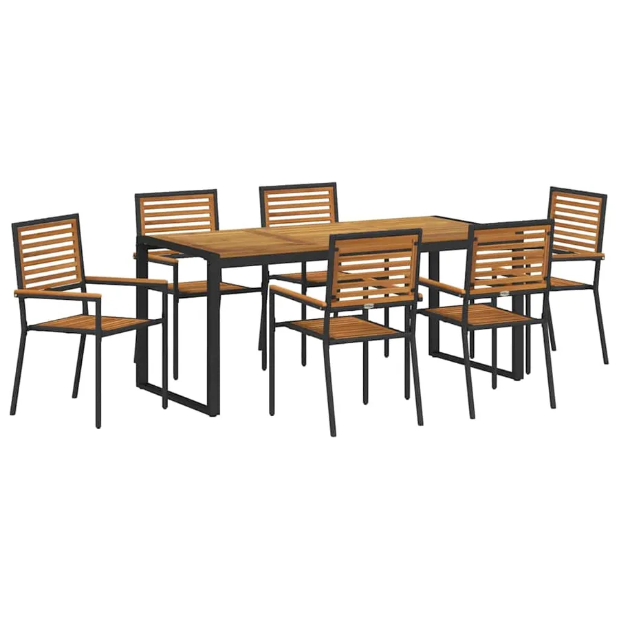Ensemble de salle à manger pour jardin 7 pcs Noir et Marron - 2
