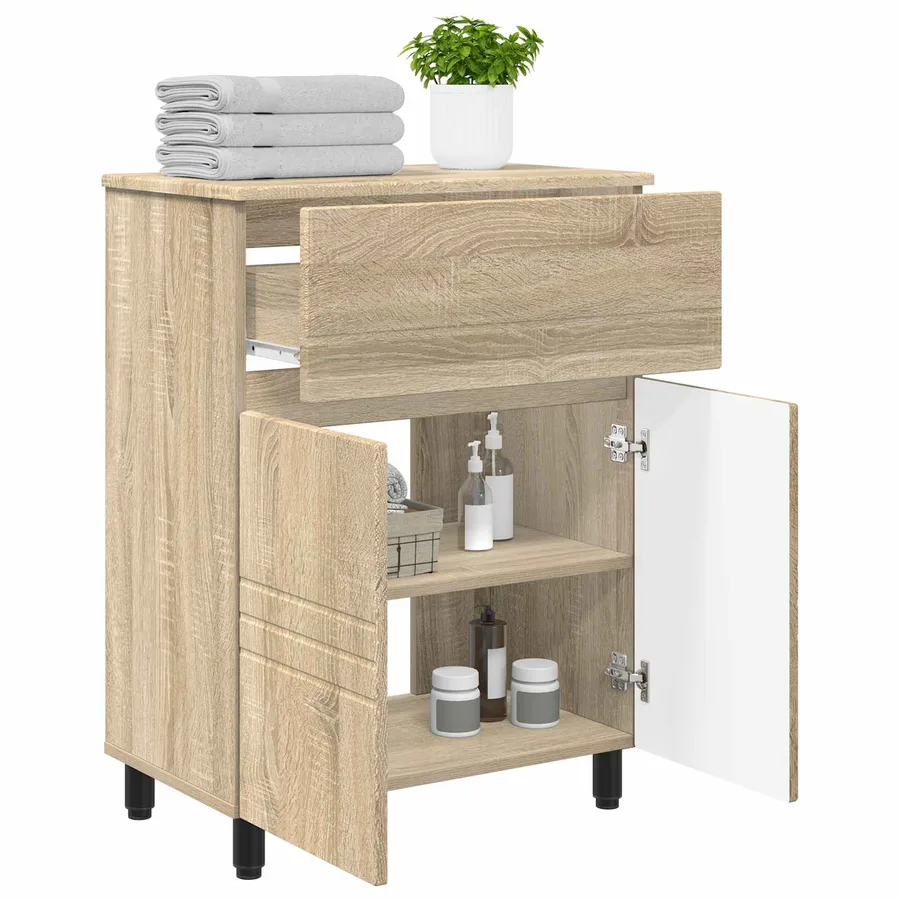 Unité de vanité de salle de bain Chêne Sonoma 60 x 35 x 80 cm - 3