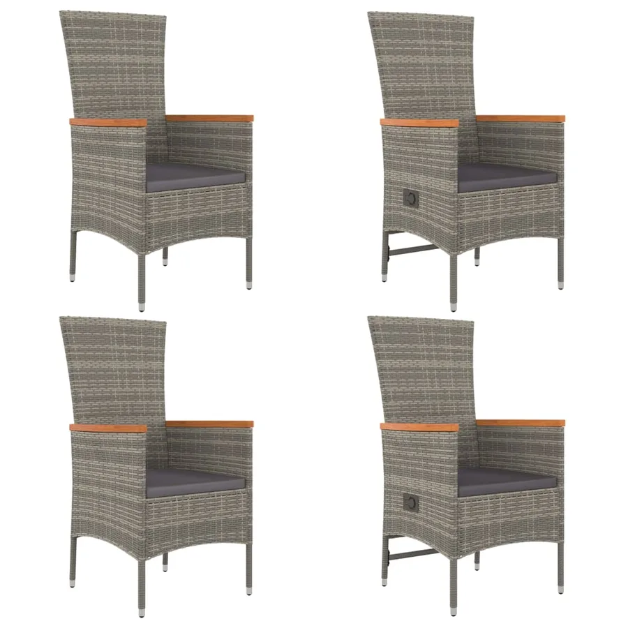 Ensemble à manger de jardin 5 pcs coussins gris résine tressée - 4