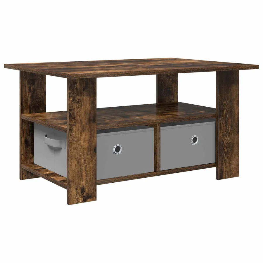 Table basse Chêne fumé 77 x 55 x 42 cm Bois d'ingénierie - 2