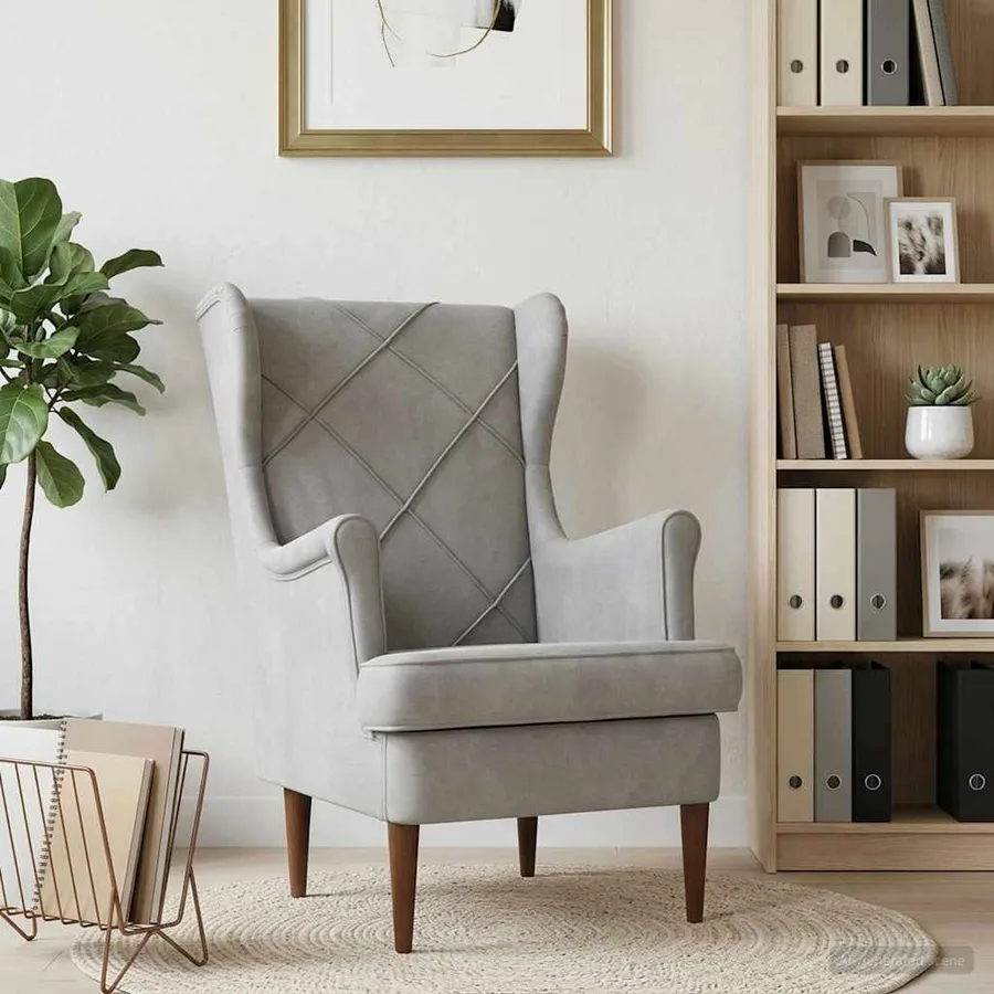 Fauteuil Gris clair Velours - 3