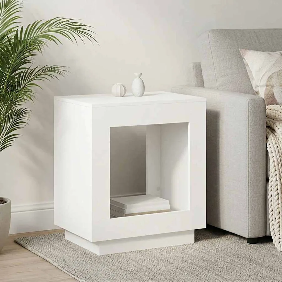 Table d'appoint Blanc 60 x 40 x 65 cm Bois d'ingénierie