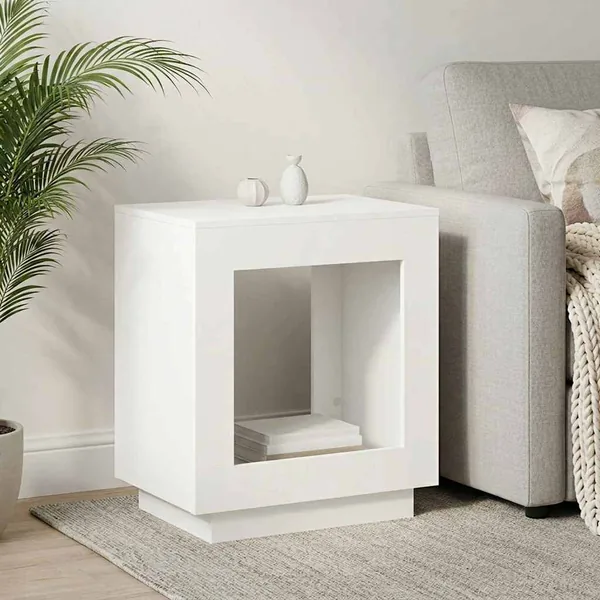 Table d'appoint Blanc 60 x 40 x 65 cm Bois d'ingénierie