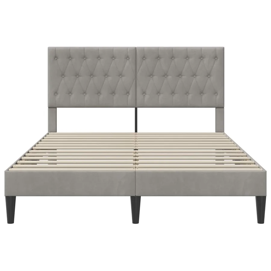 Cadre de lit avec tête de lit Gris clair 160 x 200 cm Velours - 4