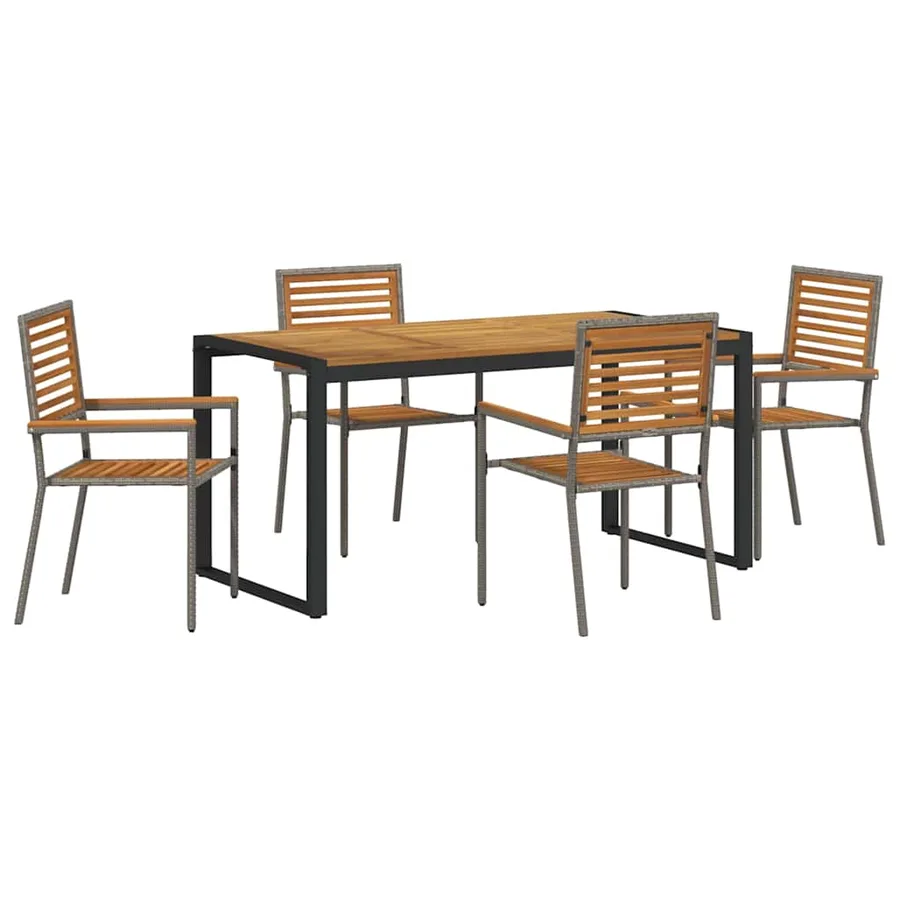 Ensemble de salle à manger pour jardin 5 pcs Gris et marron - 2
