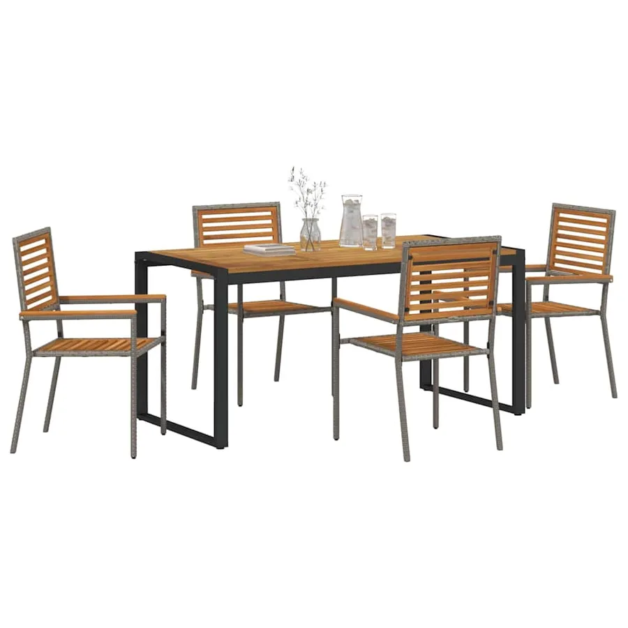 Ensemble de salle à manger pour jardin 5 pcs Gris et marron - 3