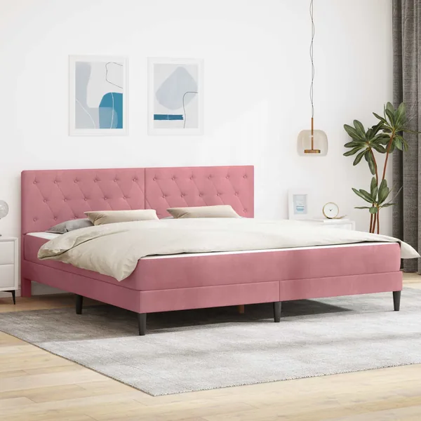Cadre de lit avec matelas Rose 180 x 200 cm Velours