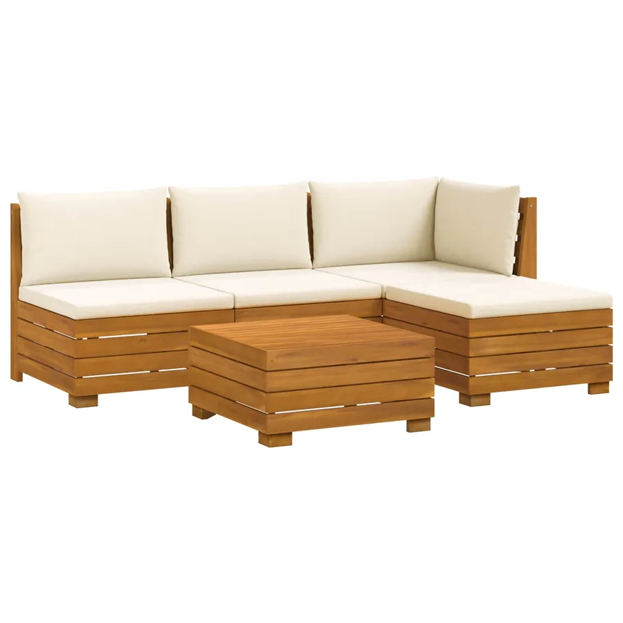 Ensemble de canapés d'extérieur avec coussin 5 Pièce Marron - 2