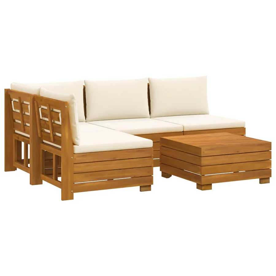 Ensemble de canapés d'extérieur avec coussin 5 Pièce Marron - 2