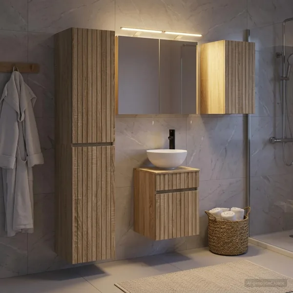 Ensemble d'armoire de salle de bain 5 pcs Chêne Sonoma