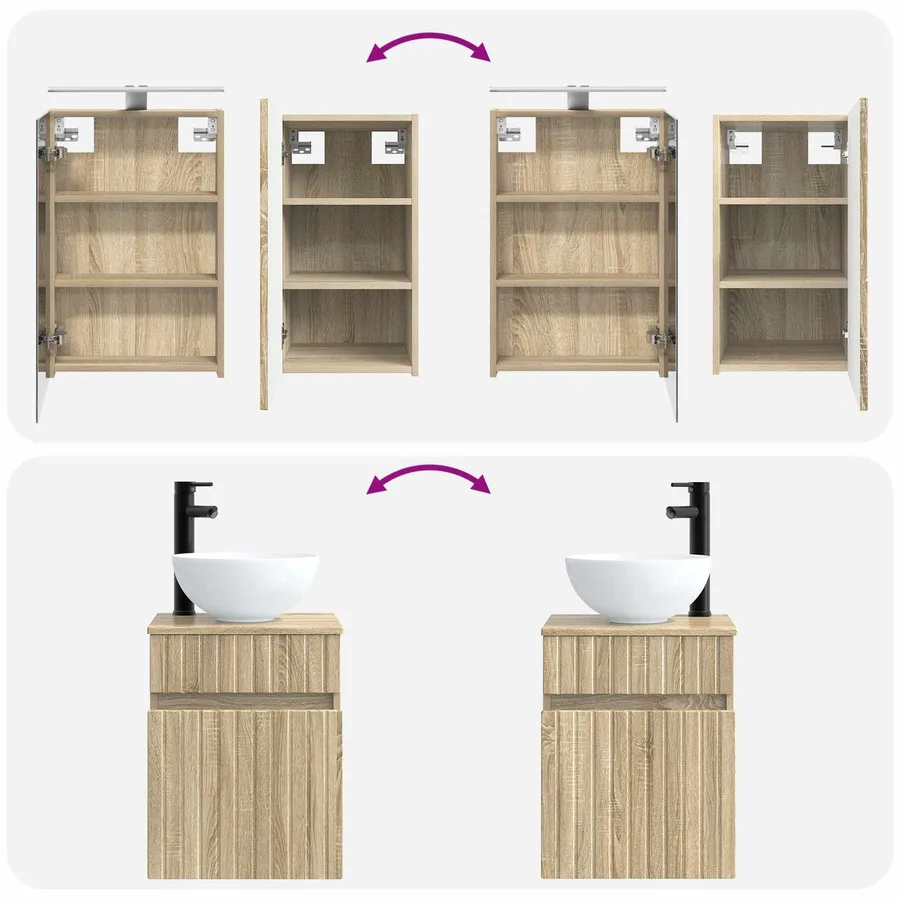 Ensemble d'armoire de salle de bain 5 pcs Chêne Sonoma - 14