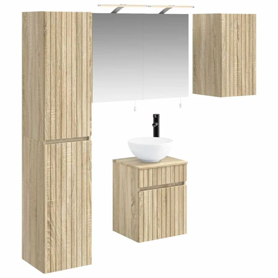 Ensemble d'armoire de salle de bain 5 pcs Chêne Sonoma - 2