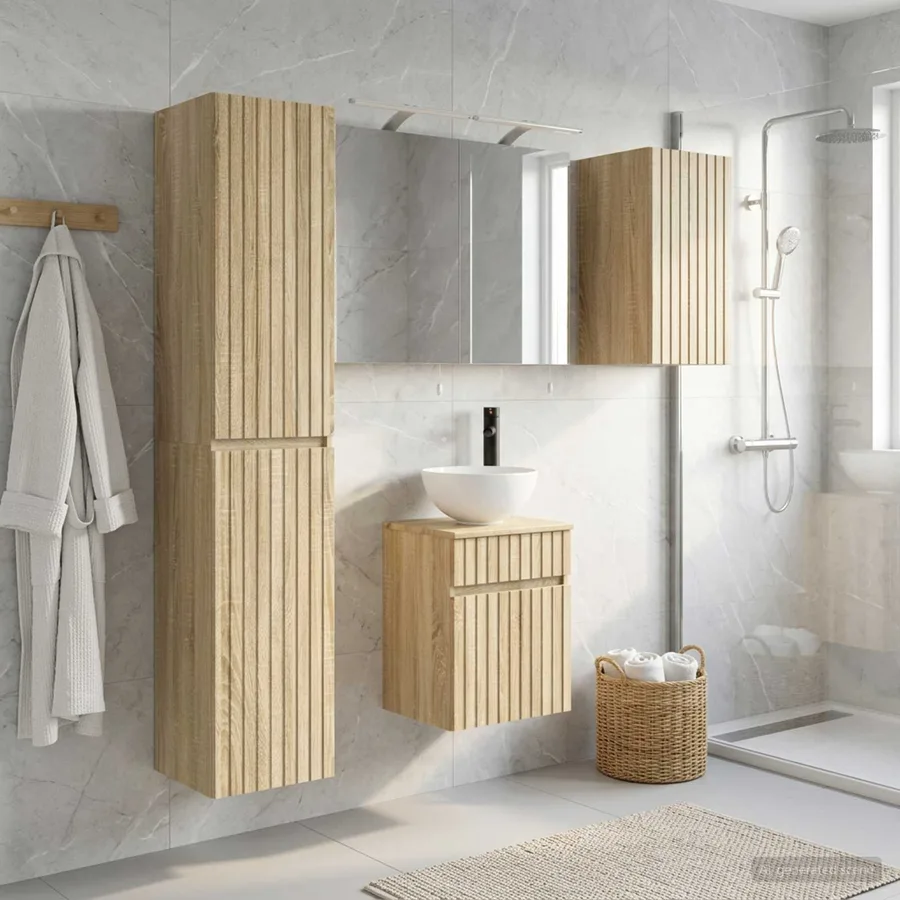 Ensemble d'armoire de salle de bain 5 pcs Chêne Sonoma - 4