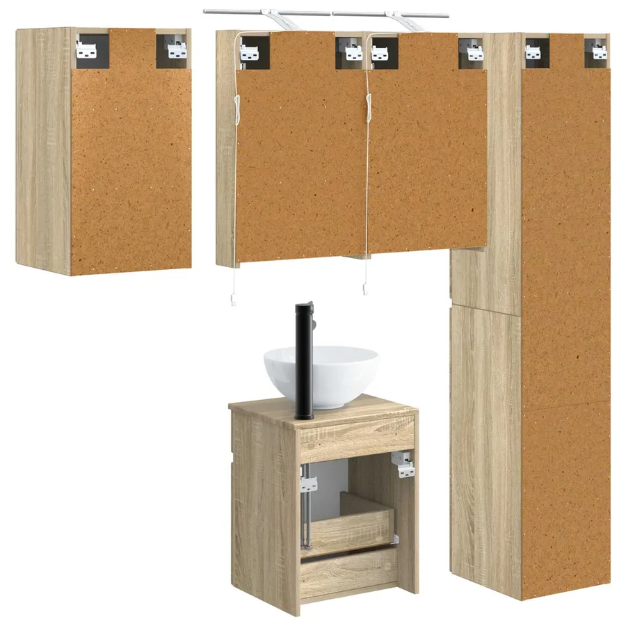 Ensemble d'armoire de salle de bain 5 pcs Chêne Sonoma - 9