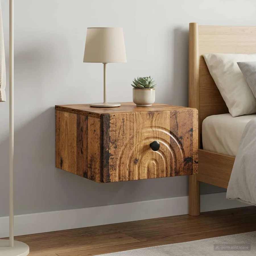 Cabinet de chevet mural 2 pcs Bois ancien 33 x 34,5 x 20 cm - 4