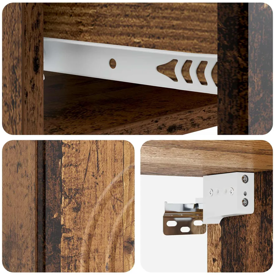 Cabinet de chevet mural 2 pcs Bois ancien 33 x 34,5 x 20 cm - 8