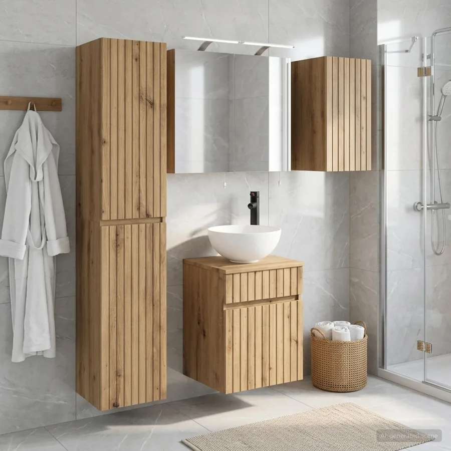 Ensemble d'armoire de salle de bain 5 pc Chêne artisanal