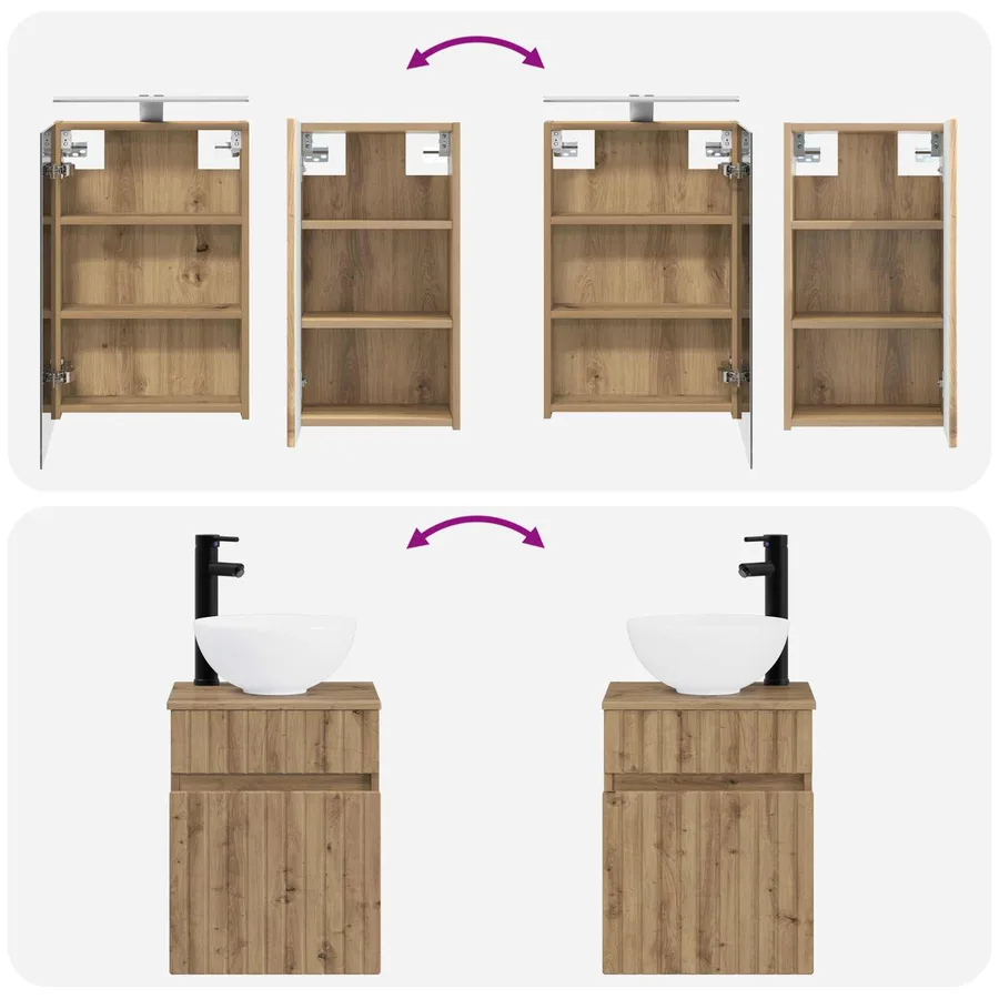 Ensemble d'armoire de salle de bain 5 pc Chêne artisanal - 14