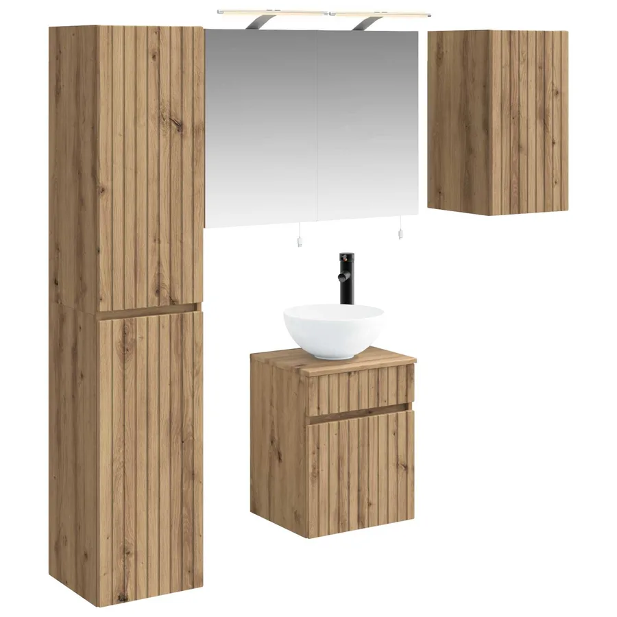 Ensemble d'armoire de salle de bain 5 pc Chêne artisanal - 2