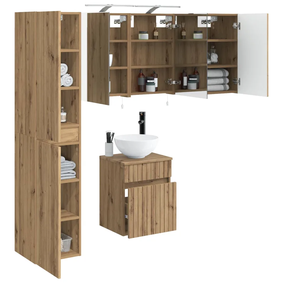 Ensemble d'armoire de salle de bain 5 pc Chêne artisanal - 3