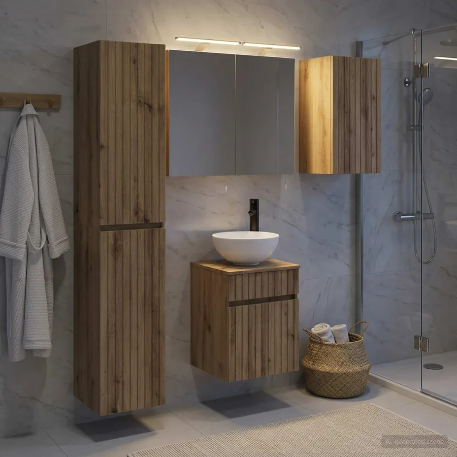 Ensemble d'armoire de salle de bain 5 pc Chêne artisanal - 4