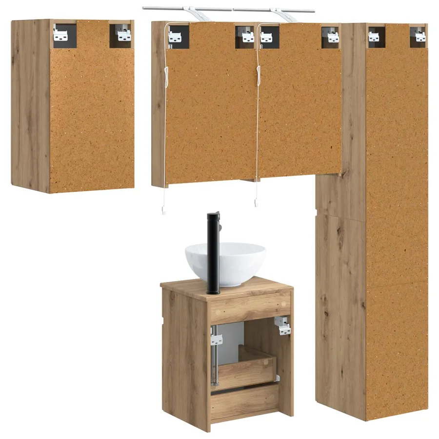 Ensemble d'armoire de salle de bain 5 pc Chêne artisanal - 9