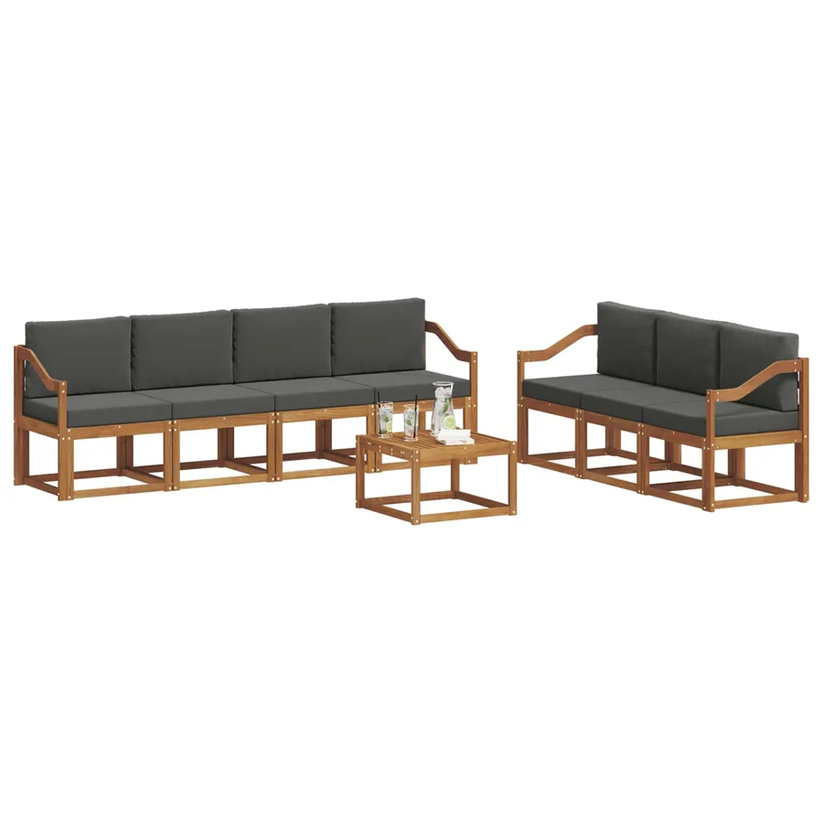Ensemble de canapés d'extérieur 8 pcs Naturel et Anthracite - 3
