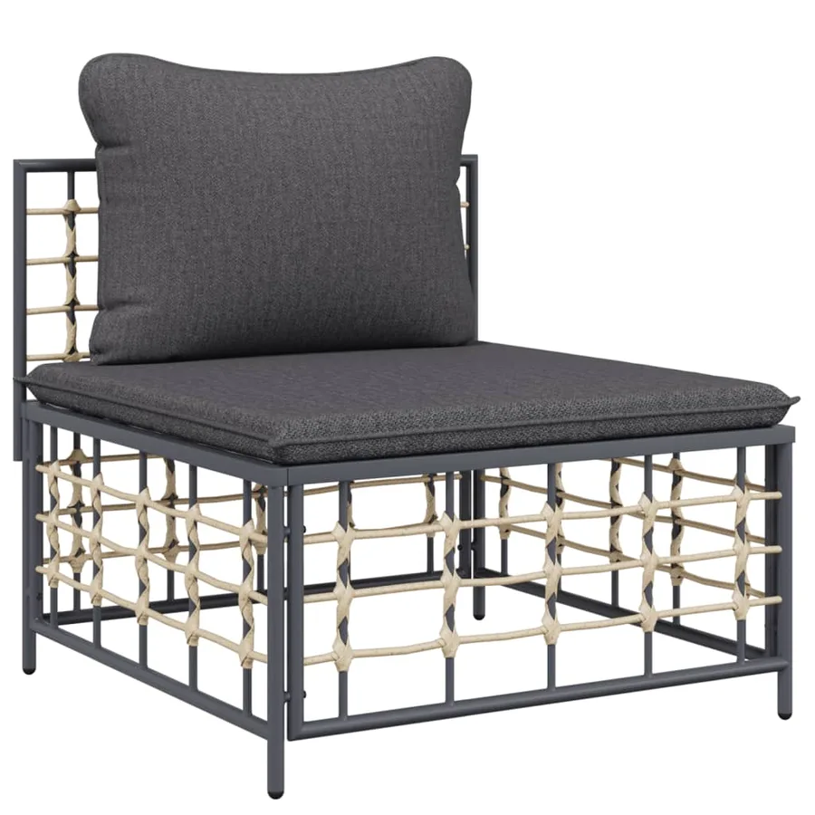 Salon de jardin 7 pcs avec coussins anthracite résine tressée - 5