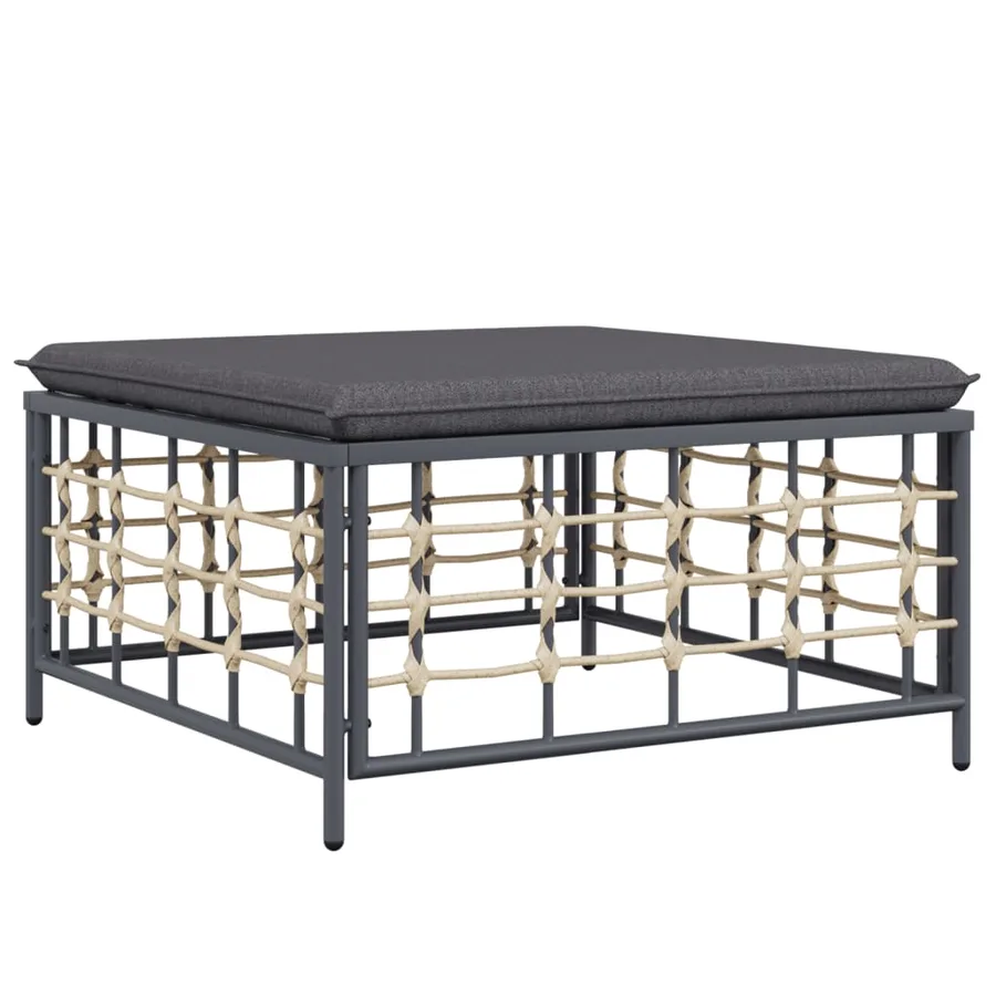 Salon de jardin 7 pcs avec coussins anthracite résine tressée - 6