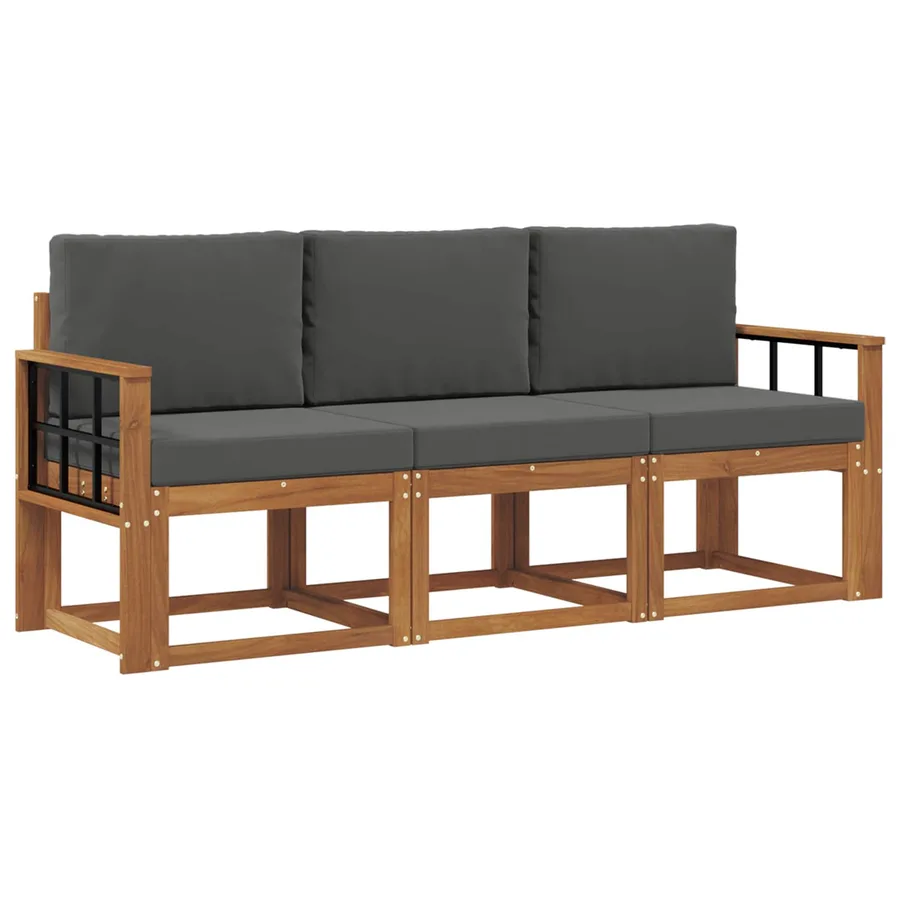 Ensemble de canapés d'extérieur 3 pcs Naturel et Anthracite - 2