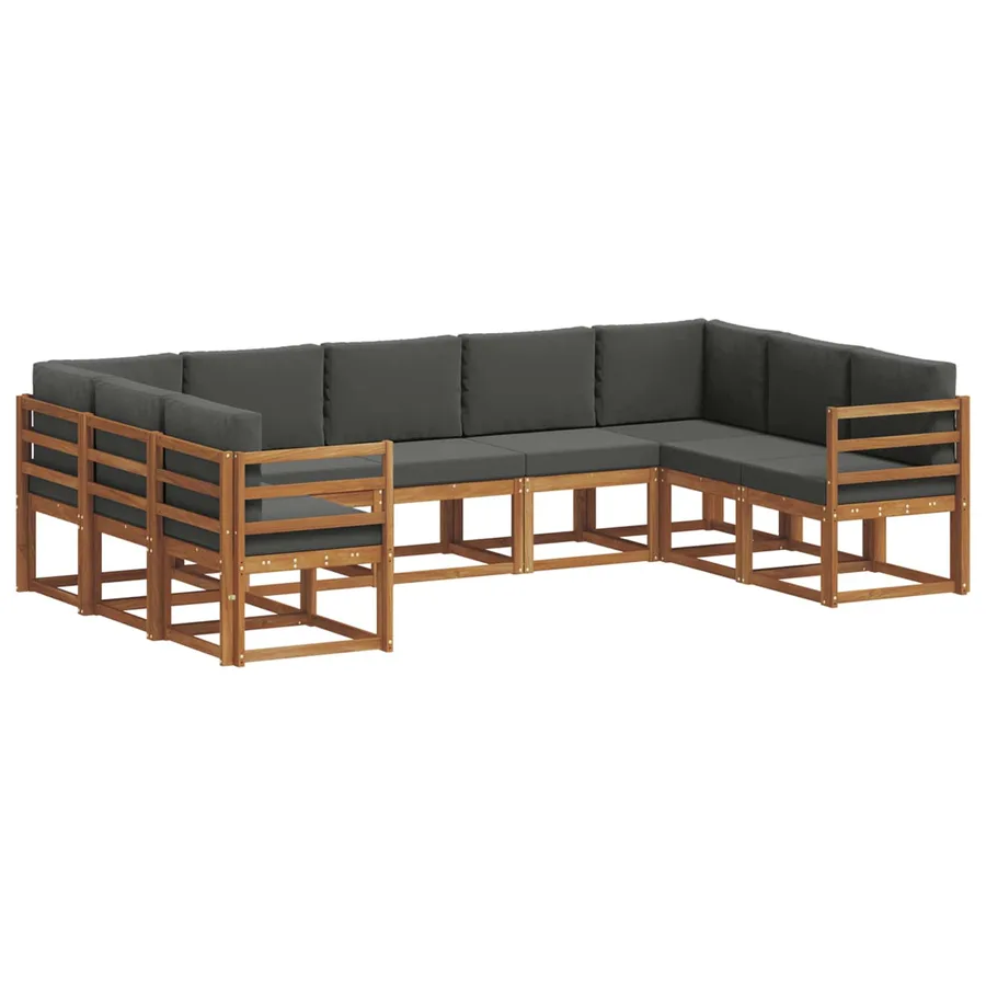 Ensemble de canapés d'extérieur 9 pcs Naturel et Anthracite - 2