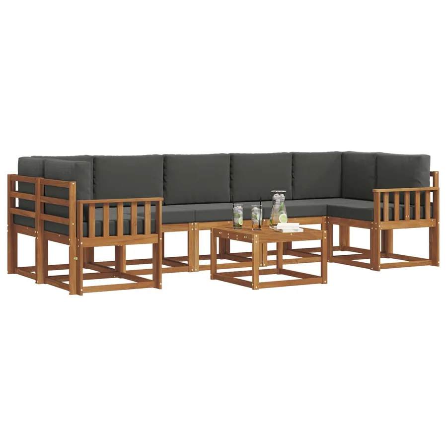 Ensemble de canapés d'extérieur 8 pcs Naturel et Anthracite - 3