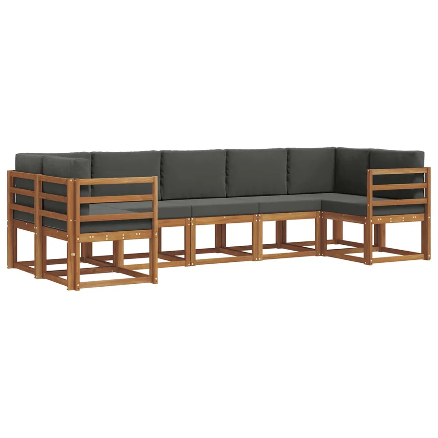 Ensemble de canapés d'extérieur 7 pc Naturel et Anthracite - 2