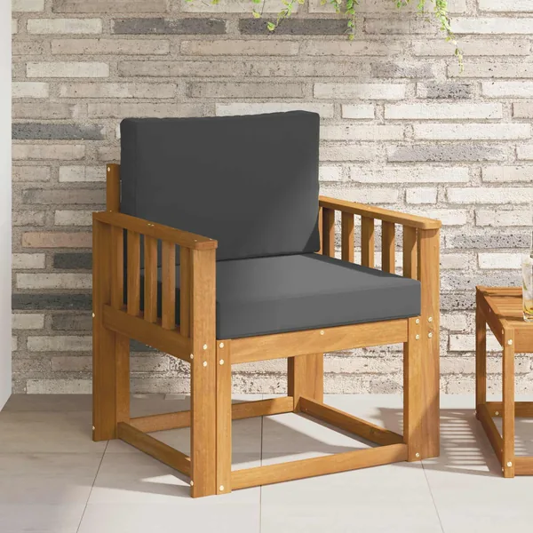 Canapé d’extérieur Bois d'acacia massif et polyester Naturel