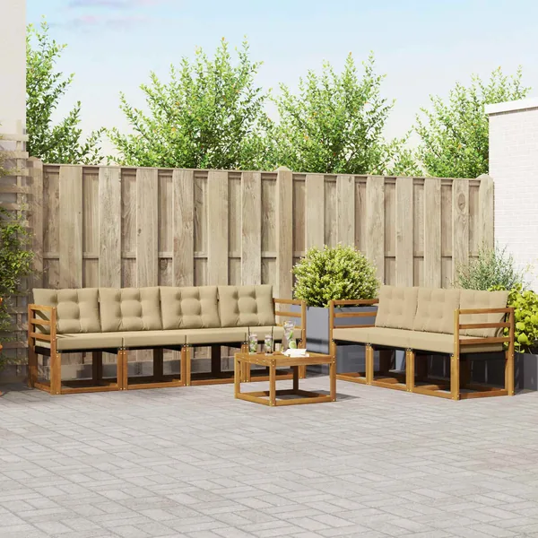 Ensemble de canapés d'extérieur 8 pcs Naturel et Beige