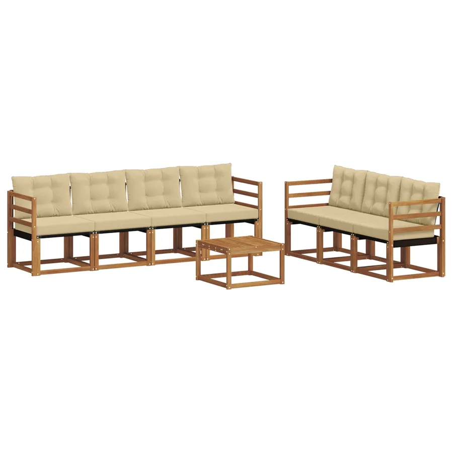 Ensemble de canapés d'extérieur 8 pcs Naturel et Beige - 2