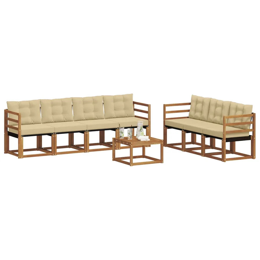 Ensemble de canapés d'extérieur 8 pcs Naturel et Beige - 3