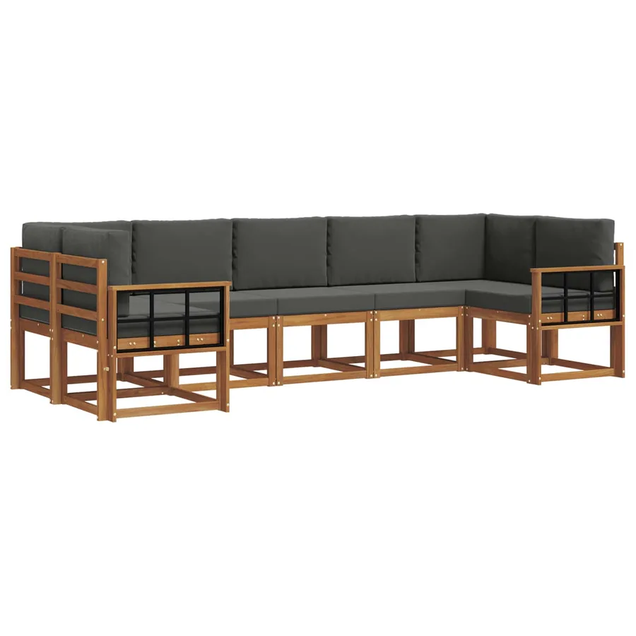 Ensemble de canapés d'extérieur 7 pc Naturel et Anthracite - 2