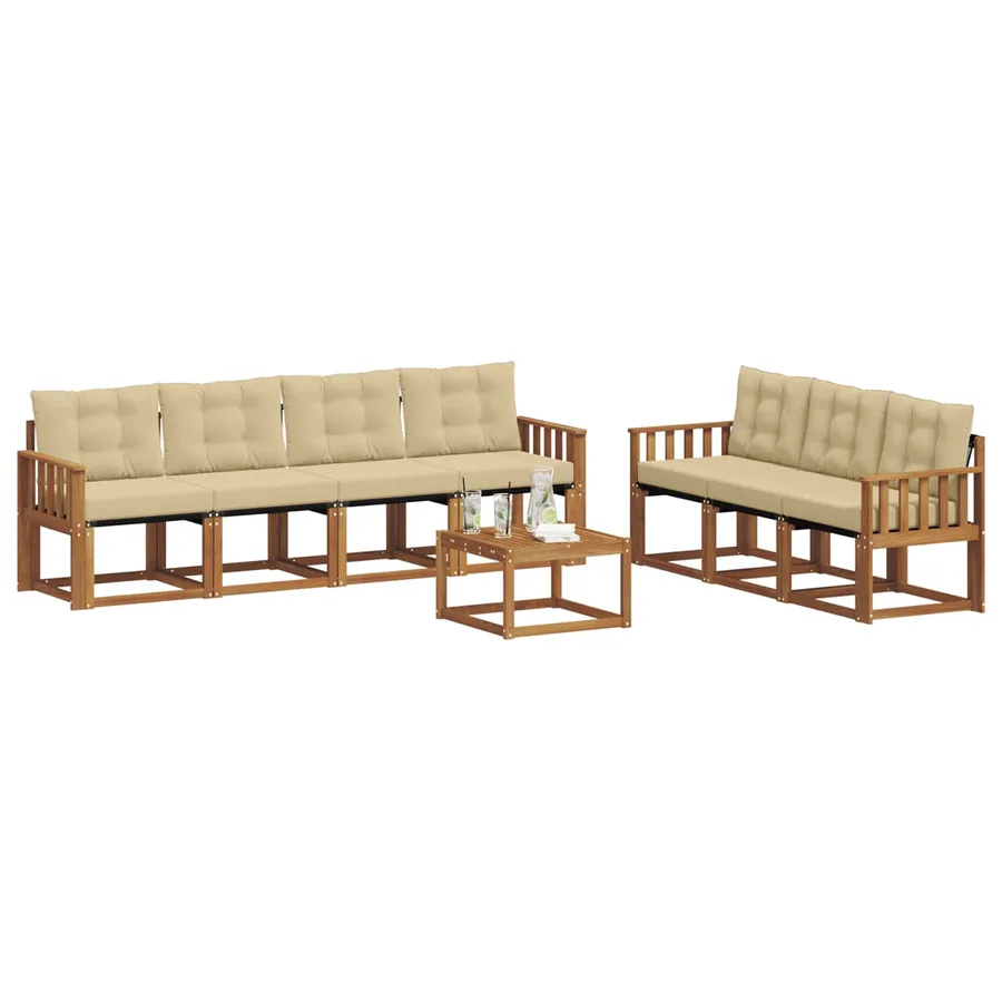 Ensemble de canapés d'extérieur 8 pcs Naturel et Beige - 3