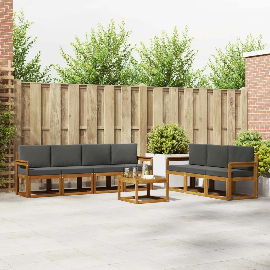 Ensemble de canapés d'extérieur 8 pcs Naturel et Anthracite