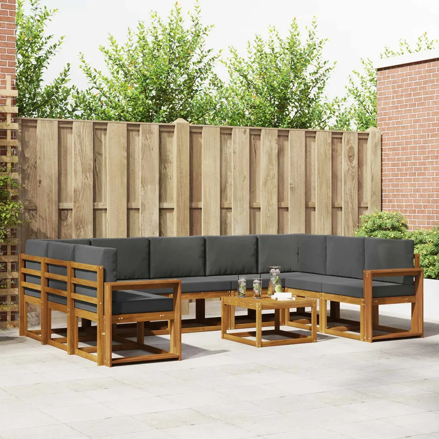 Ensemble de canapés d'extérieur 10 pcs Naturel et Anthracite