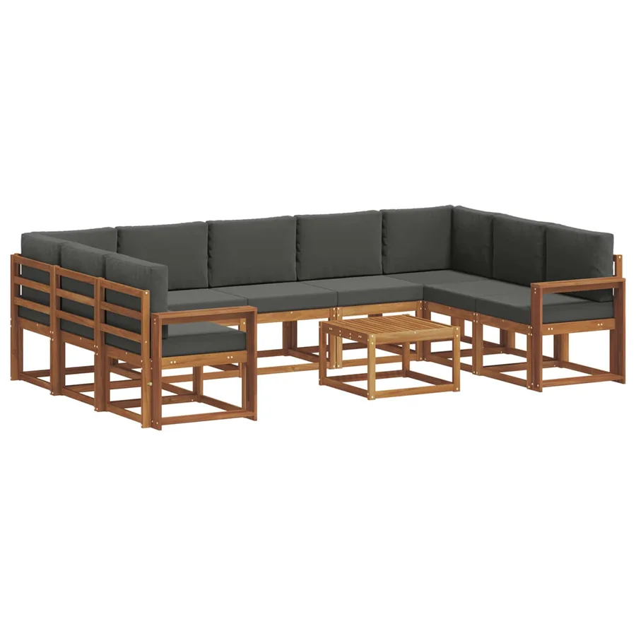 Ensemble de canapés d'extérieur 10 pcs Naturel et Anthracite - 2