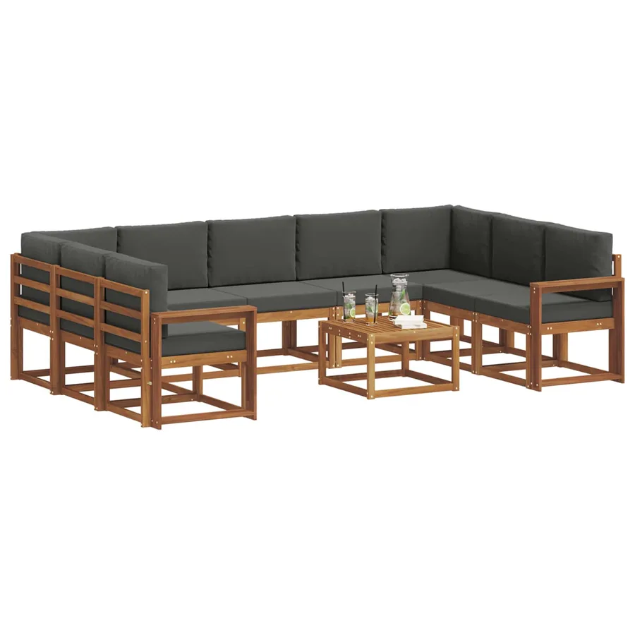 Ensemble de canapés d'extérieur 10 pcs Naturel et Anthracite - 3