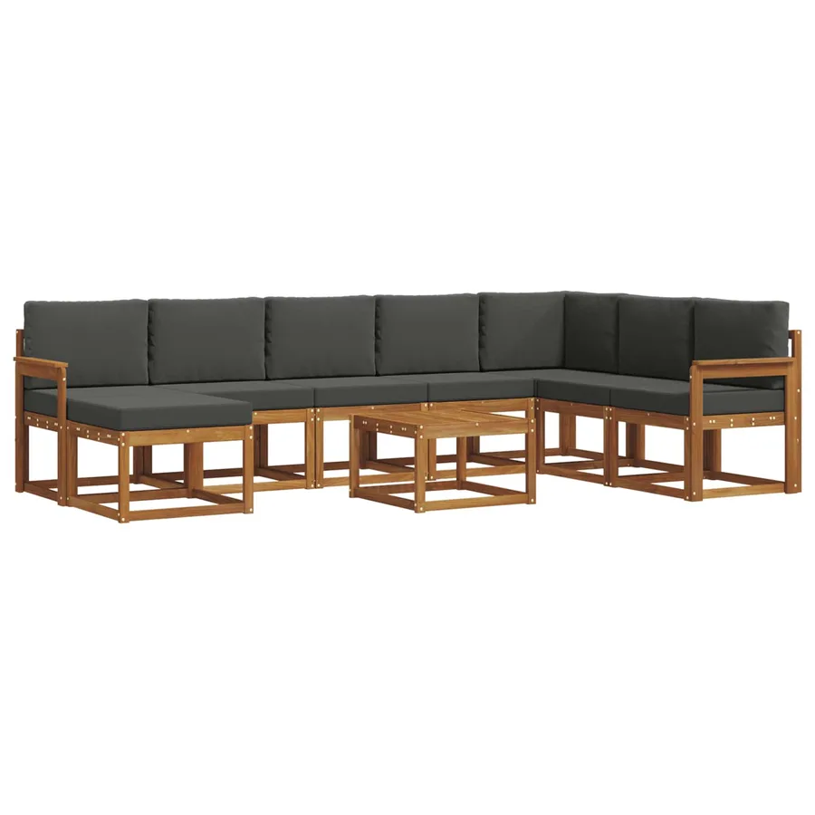 Ensemble de canapés d'extérieur 9 pcs Naturel et Anthracite - 2