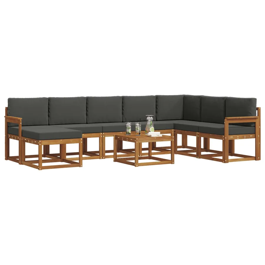 Ensemble de canapés d'extérieur 9 pcs Naturel et Anthracite - 3