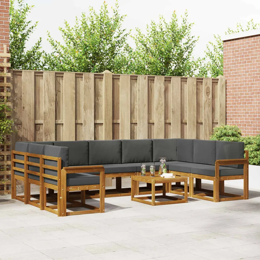 Ensemble de canapés d'extérieur 10 pcs Naturel et Anthracite
